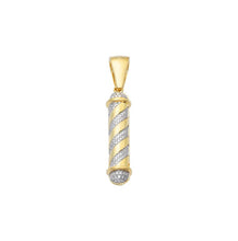 Load image into Gallery viewer, Solid Yellow Gold Diamond Barber Pole Pendant - Real Diamond Barber Sign Gold Necklace

