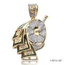 Load image into Gallery viewer, Solid Yellow Gold Diamond and Synthetic Emerald 100 Dollars Toilet Roll Pendant - High quality Unique Diamond Toilet Roll Necklace
