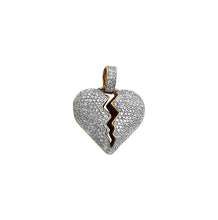 Load image into Gallery viewer, Solid Yellow Gold Diamond Broken Heart Pendant - Puffed with Red Enamel Necklace
