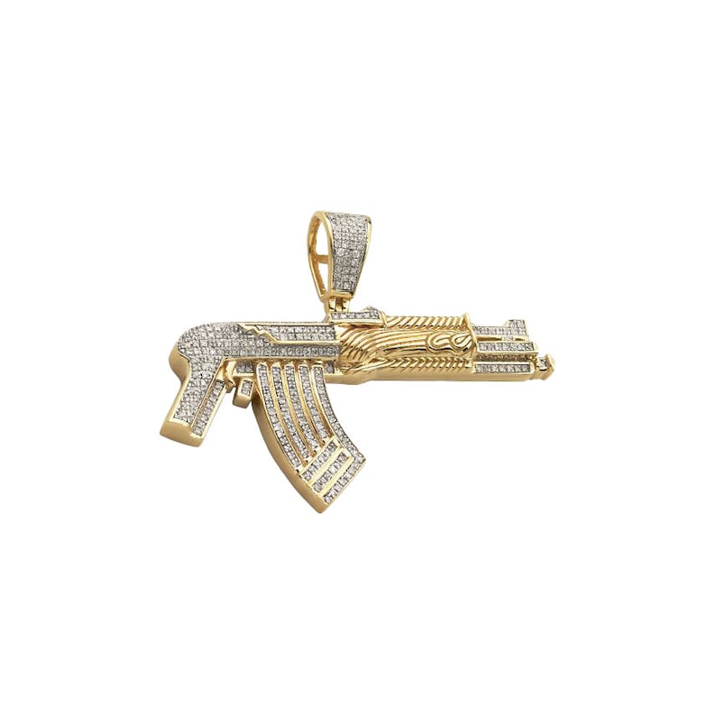 Yellow Gold Diamond AK-47 Gun Necklace - Uzi Gun Pendant - Solid Gold –  IROLD