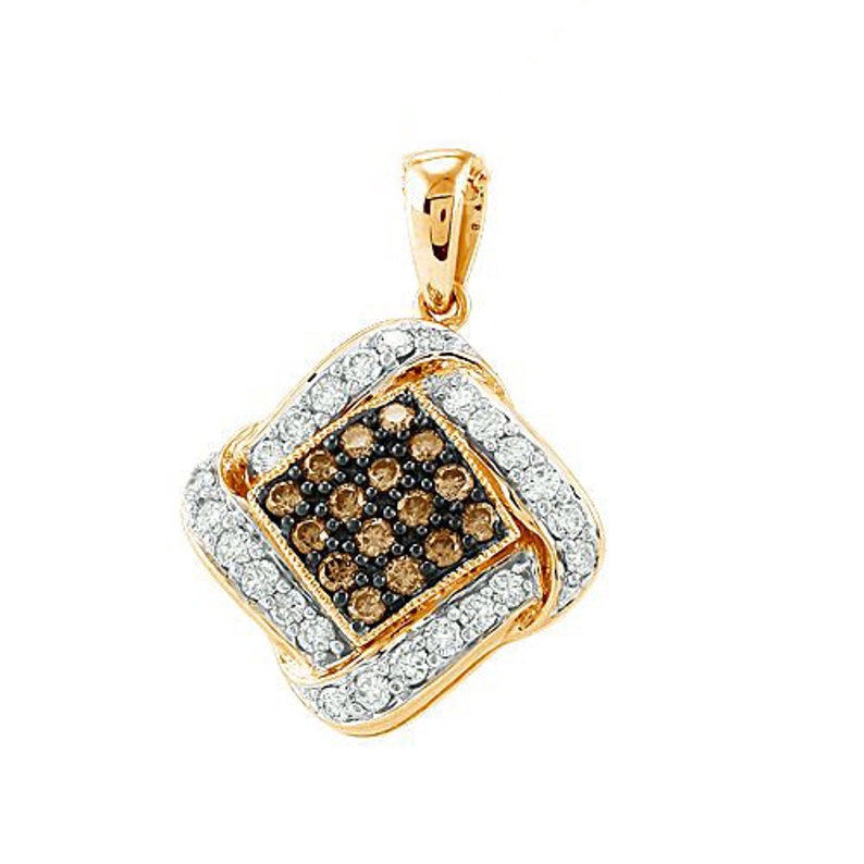 Solid Yellow Gold Vintage diamond pendant - Diamond Charm Vintage Dainty Gold Pendant - Unique Charm Diamond Pendant