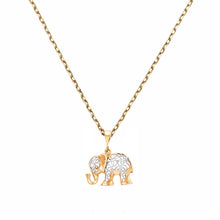 Load image into Gallery viewer, 14k Solid Yellow Gold Elephant Necklace - Elephant Charm High Quality - Elephant Good Luck Protection Necklace - Elephant Gold Necklace
