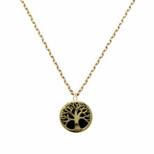 Load image into Gallery viewer, Tree Of Life Solid 14k Yellow Gold Necklace - Delicate Family Pendant 20 mm 28 mm - Round Cut Dainty Jewelry
