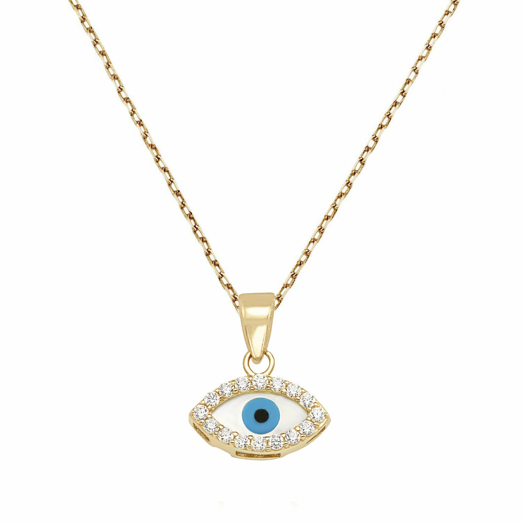Solid 14k Yellow Gold Diamond Evil Eye Necklace - Gold Eye - Evil Eye Choker - Gold Eye Pendant - Eye Charm - Dainty Eye Minimalist Necklace