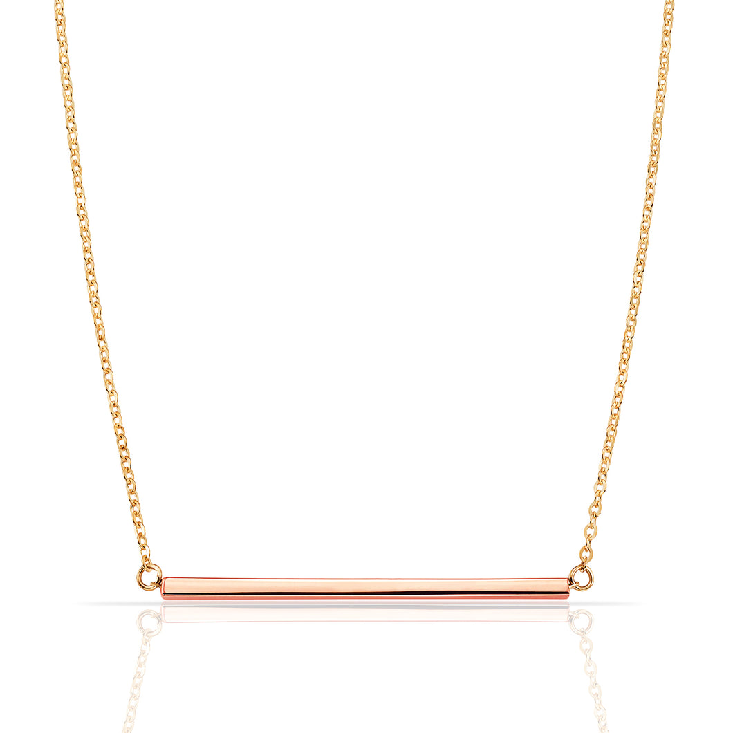 Solid 14k Yellow Gold Rose Gold Bar Necklace - Rose Gold Bar Necklace Pendant - Rose Gold Jewelry - Bar 14k Necklace