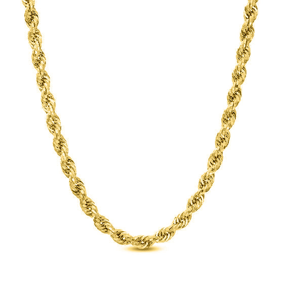 Solid 14K Yellow Gold Rope Chain - 14K Real Italian Gold Rope Necklace - Unisex Men Women Gold Chain