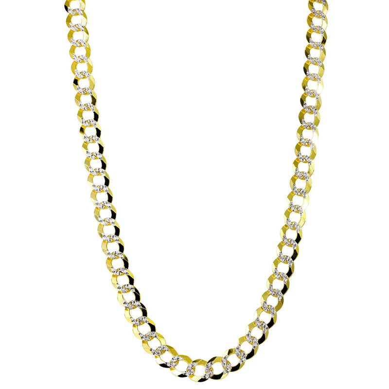 14K Solid Yellow Gold Cuban Link Chain - Unisex Curb Long Necklace - Cuban Diamond Cut Chain