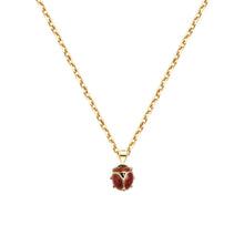 Load image into Gallery viewer, Solid 14k Yellow Gold Ladybug Necklace - Red Ladybug Gold Pendant - Ladybug Gold Necklace - Insect Necklace - Ladybug Jewelry
